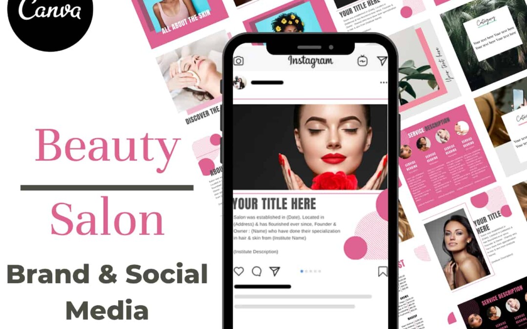 Beauty Salon Brand & Social Media Canva Bundle Template