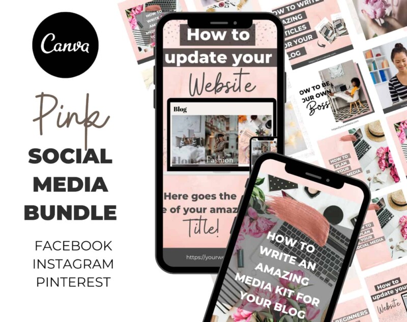 Pink Social Media Bundle Template for canva