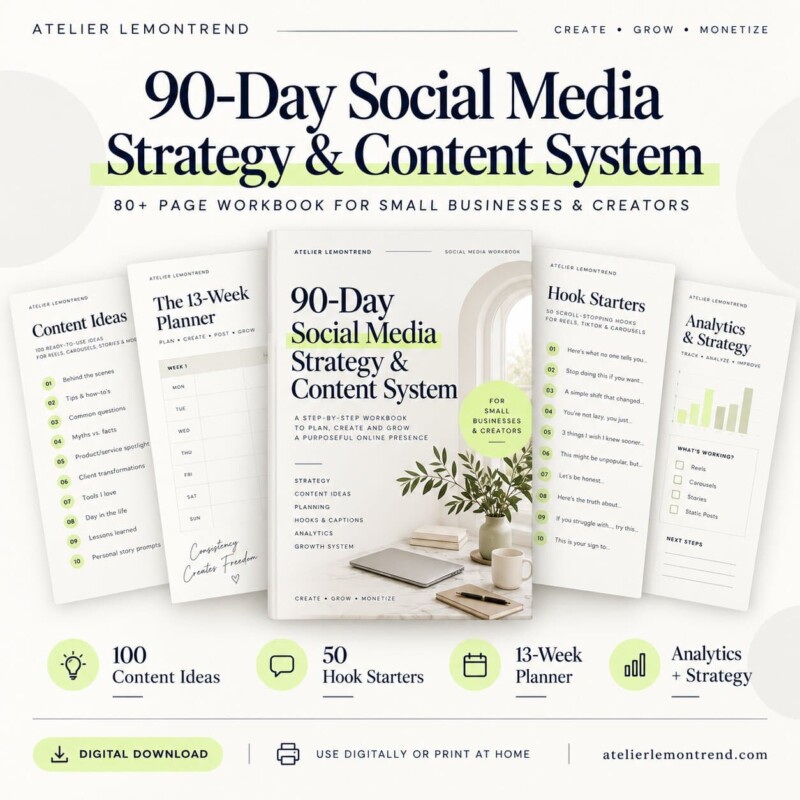90-Day Social Media Strategy and Content System digital workbook